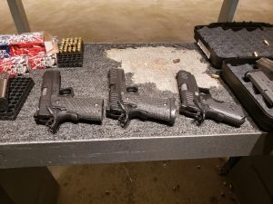 Handguns at a shooting range