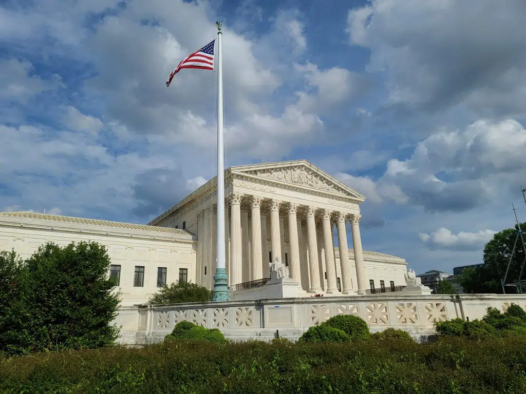 The Supreme Court of the United States and the American flag