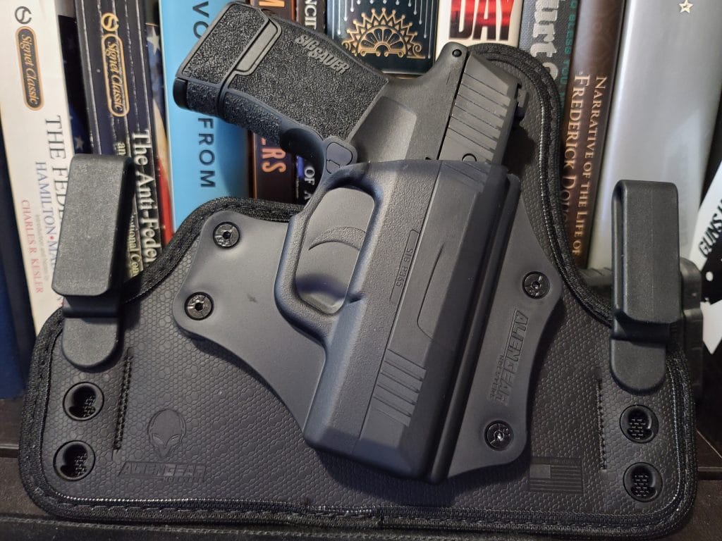 A holstered Sig Sauer P365