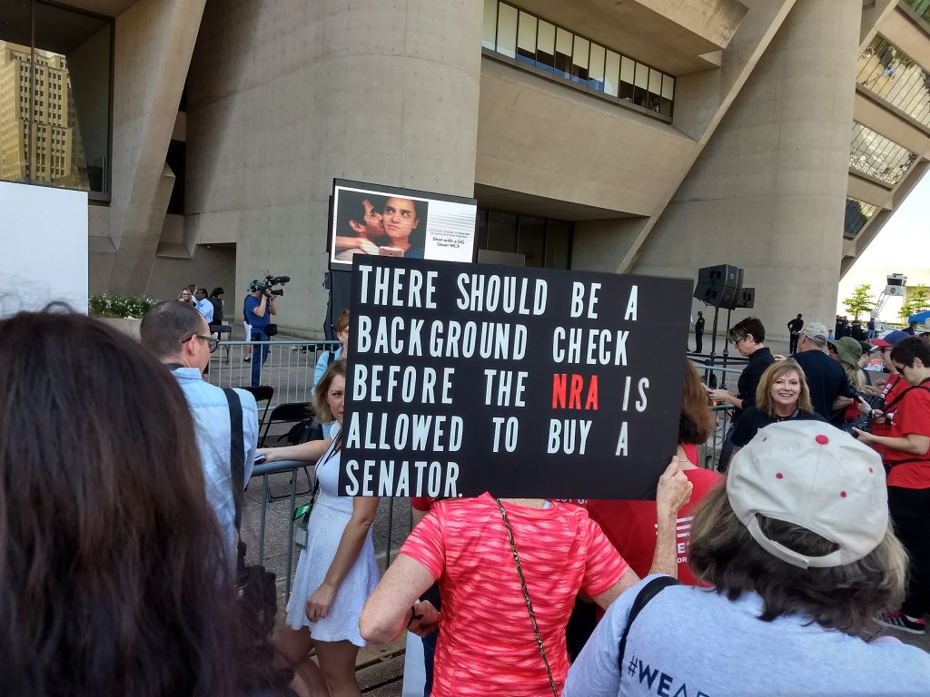 An anti-NRA protester