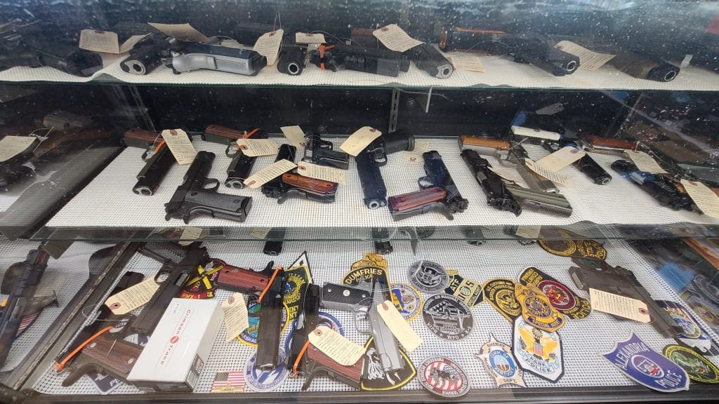 Handguns for sale at a Virginia gun store