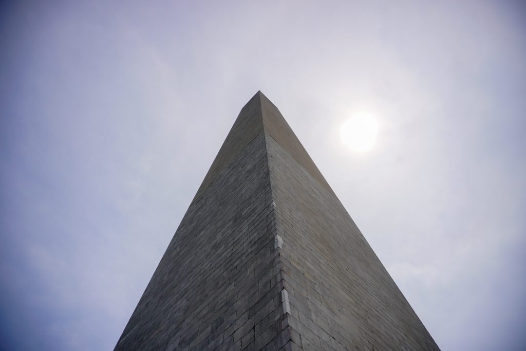 The Washington Monument as seen from below