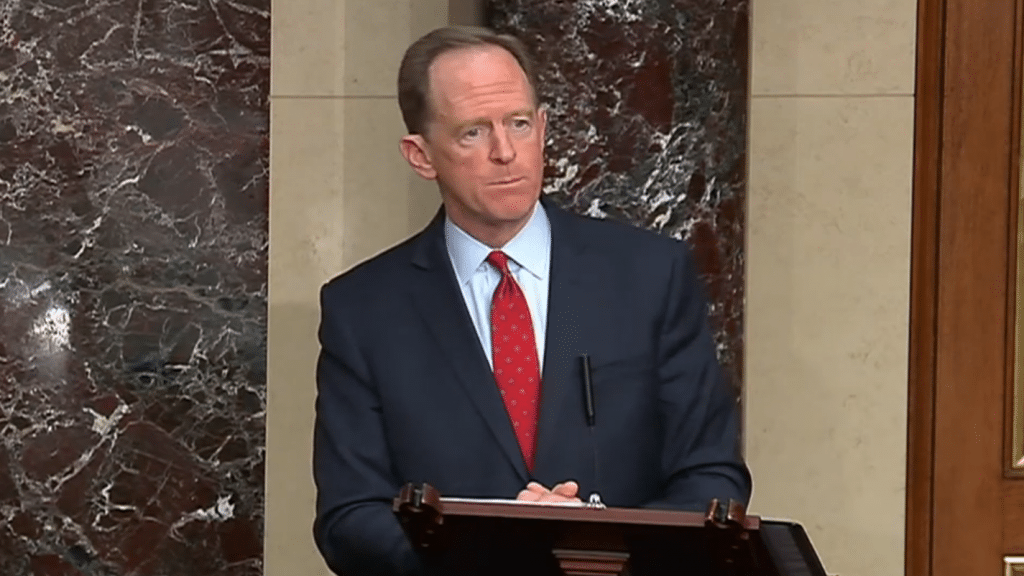 Pat Toomey (R., Pa.) gives a speech on the floor of the Senate March 3, 2021