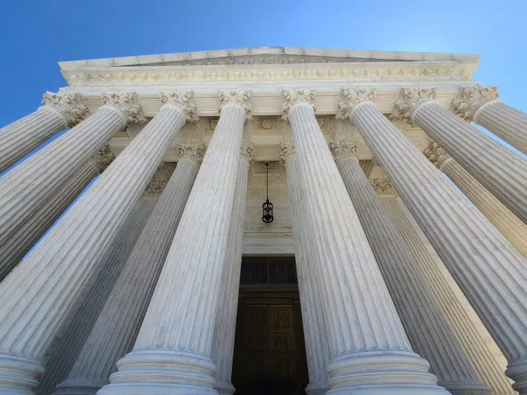 The Supreme Court building as seen from below