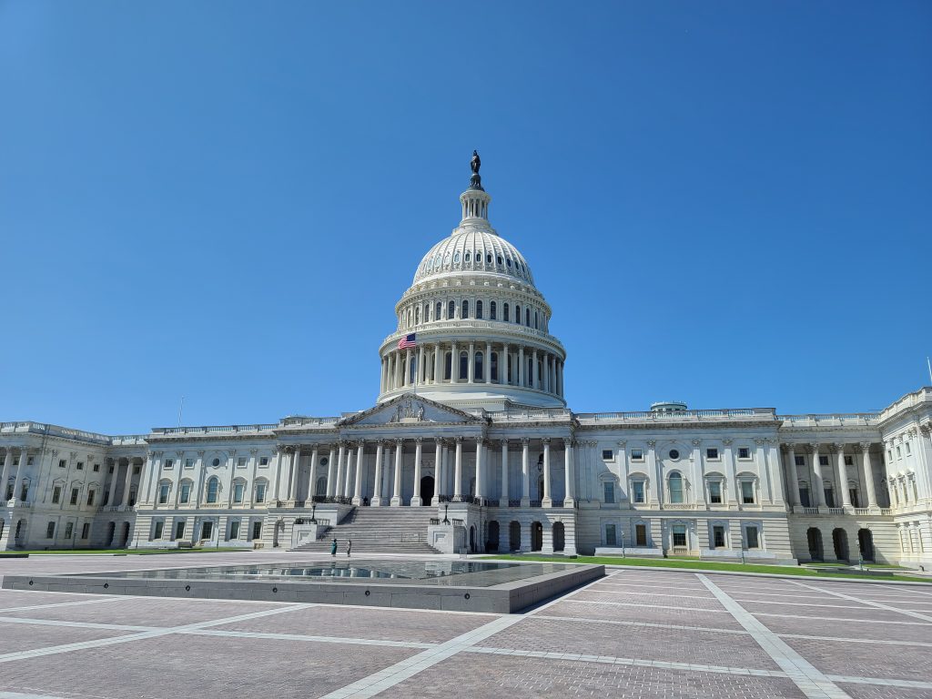 The United States Capitol Building on a sunny day in Washington, D.C.