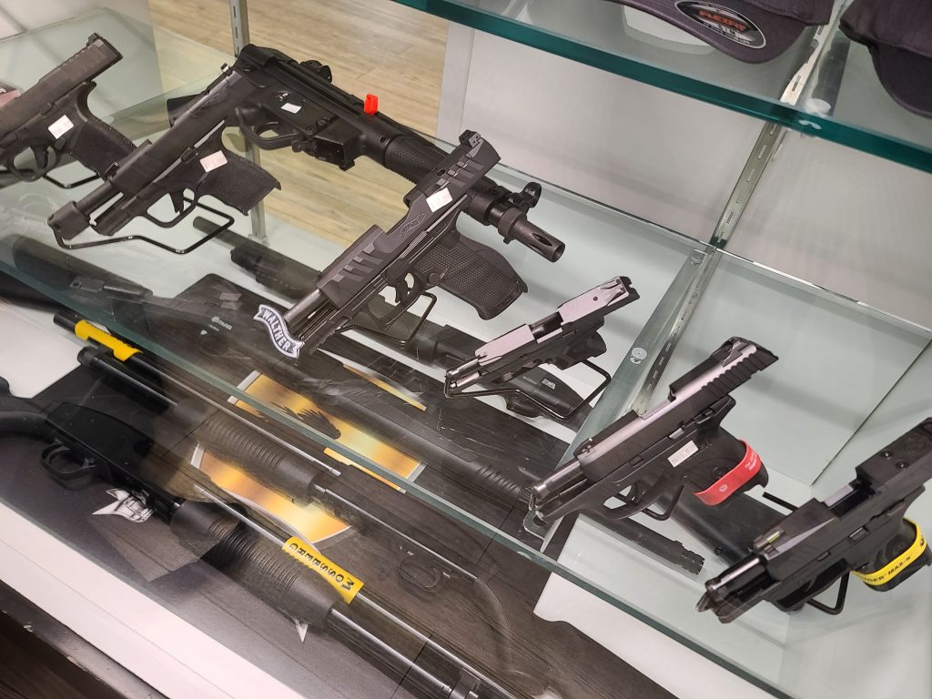 Guns for sale at a gun shop