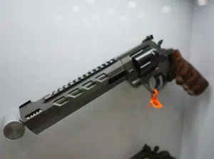 A revolver on display at the 2022 NRA Great American Outdoor Show