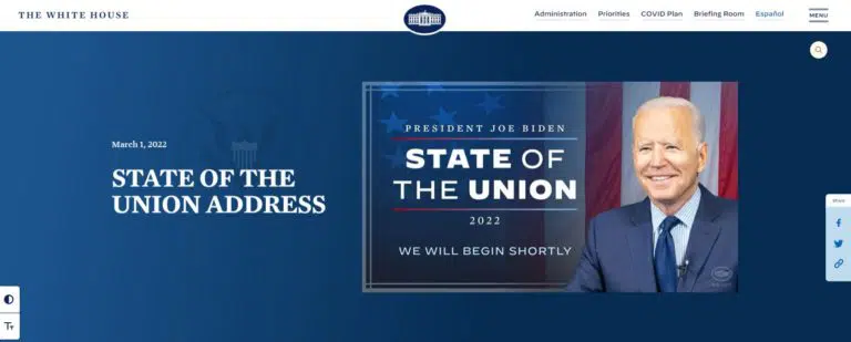 Biden SOTU Webpage 2022 / Screenshot