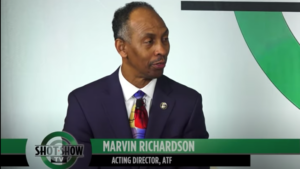 Acting ATF Director Marvin Richardson speaks at the gun industry's trade show in January 2022
