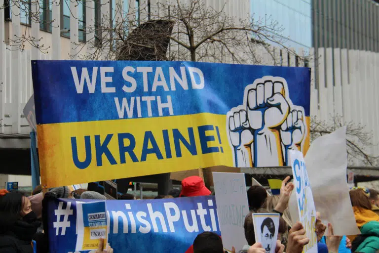 Protesters express support for Ukraine as it resists Russia's invasion