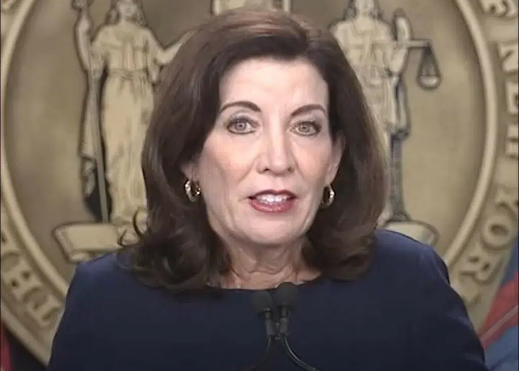 New York Governor Kathy Hochul (D.) announces new gun control proposals on May 31, 2022