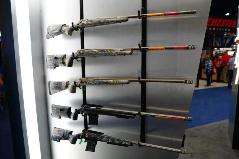 Rifles displayed at the 2022 NRA Annual Meeting