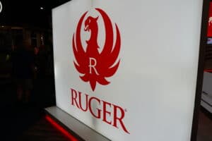 Ruger logo on a sign at the 2022 NRA Annual Meeting