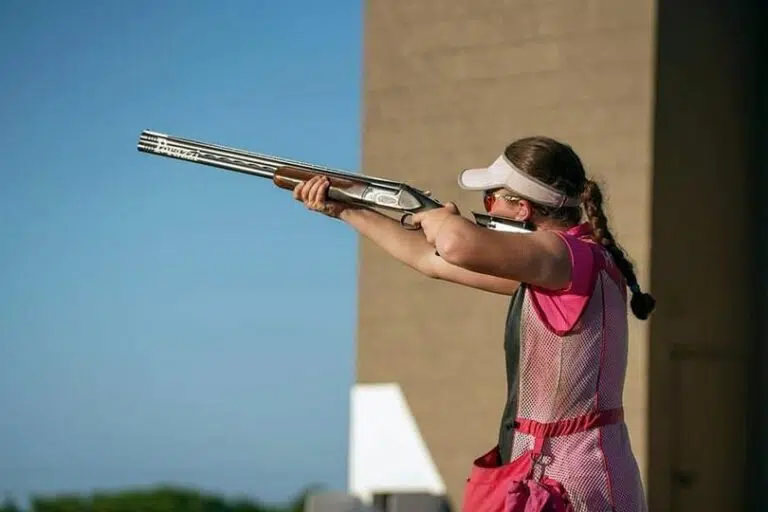 16-year-old Lola Fitzgerald practices her skeet shooting skills