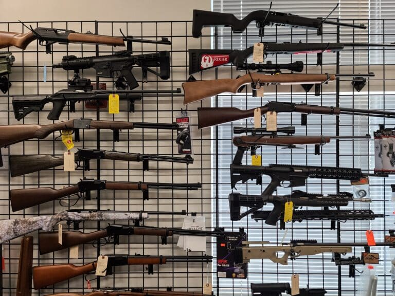 Rifles on sale at a Virginia gun store in fall 2022