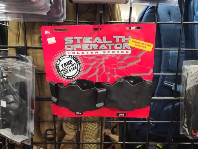 A set of gun holsters on sale at a Virginia gun store in January 2023