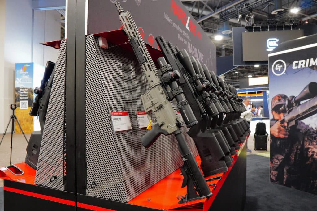 An AR-15 on display at Shot Show 2023 in Las Vegas, Nevada
