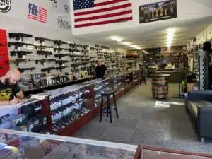 Firearms on display at a gun store in Florida