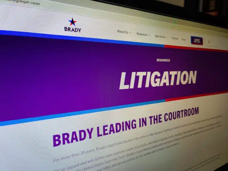 Brady United's website explains the litigation tactics the group uses