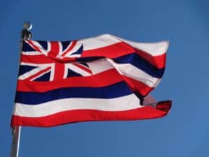The Hawaiian Flag blowing in the wind