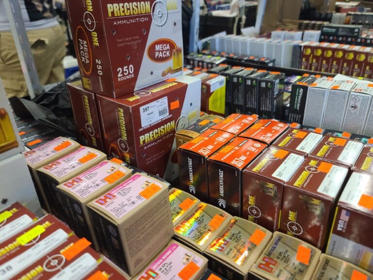 Ammunition on sale at a gun show in Virginia during July 2023