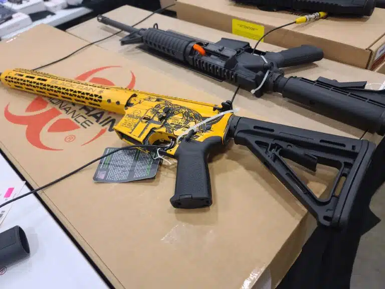 An AR-15 on sale at Virginia gun show in July 2023