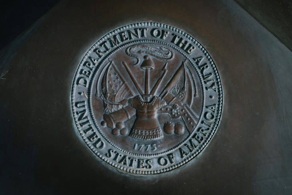 Seal of the Army, at Wesley Bolin Memorial Plaza.