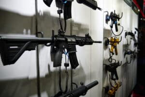 AR-15s on display at the 2025 NRA Annual Meeting